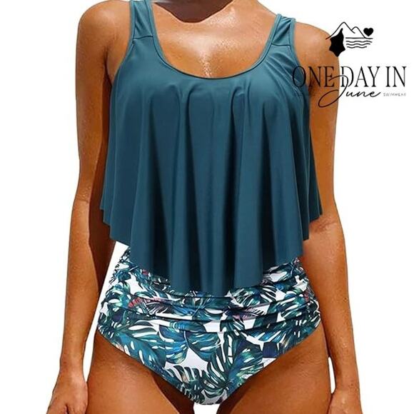 Adisputent High Waist Flounce Bikini Swimsuit Size XL - Picture 1 of 6